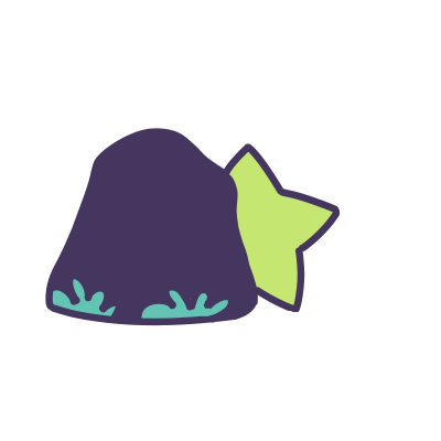 a star hiding behind a rock