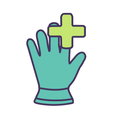 Community hand glove and plus sign